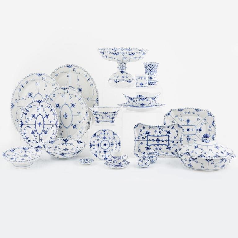 A coffee and dinner service, full lace "Musselmalet", Royal Copenhagen, Denmark.