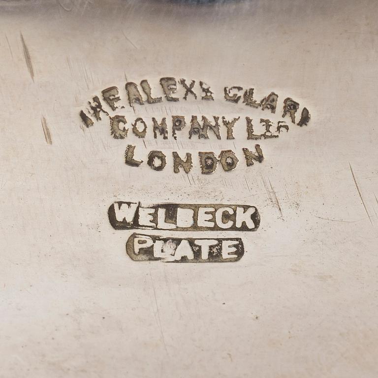 FÖRSILVRAD SERVERINGSSKÅL, Welbeck plate, The Alex Clark Company, London, sekelskiftet 1800/1900.