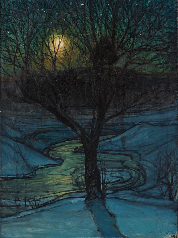 Otto Hesselbom, Moonlit winter night.