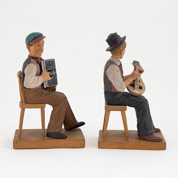 Herman Rosell, attributed to, two wooden sculptures, signed Leo Spanien 1948.