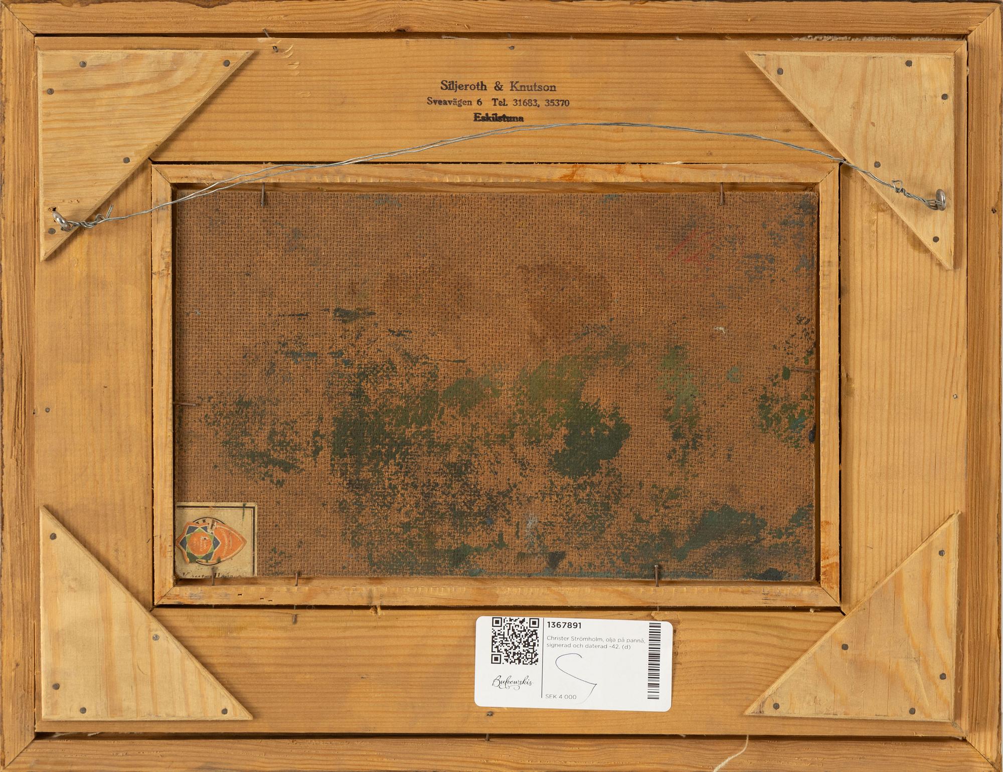 Christer Strömholm, oil on panel, signed and dated -41.
