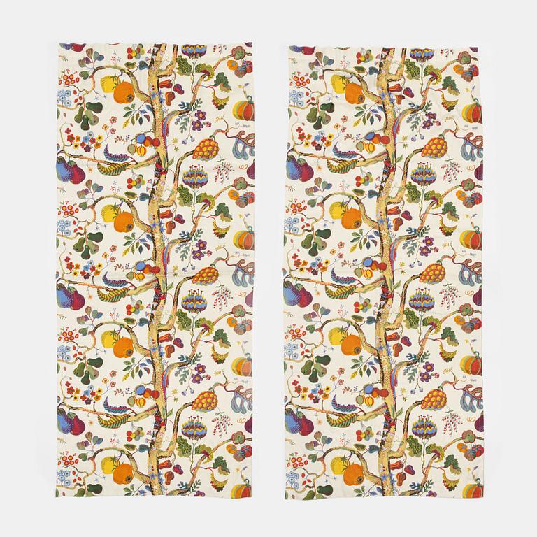 Josef Frank, gardiner, ett par, "Vegetable Tree", Firma Svenskt Tenn.