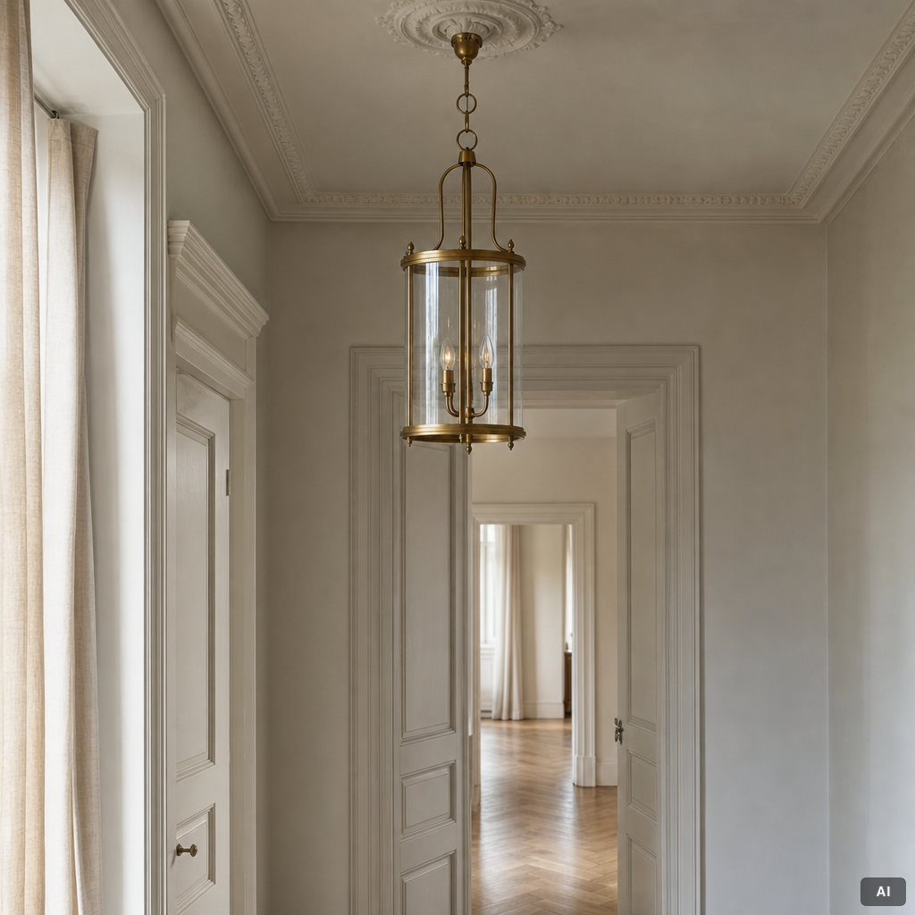 A pair of ceiling lanterns, contemporary.