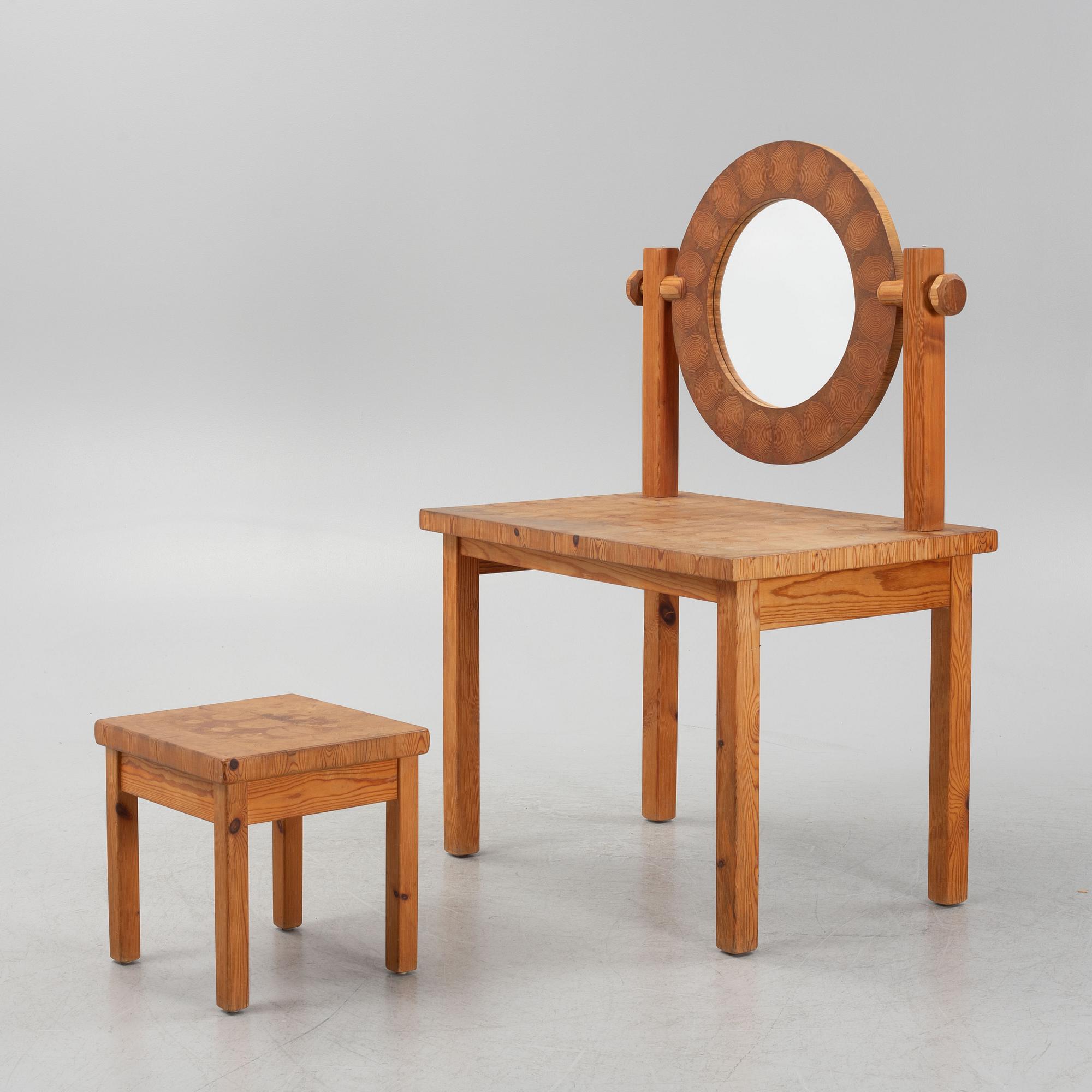 A dressing table with stool, 1970's.