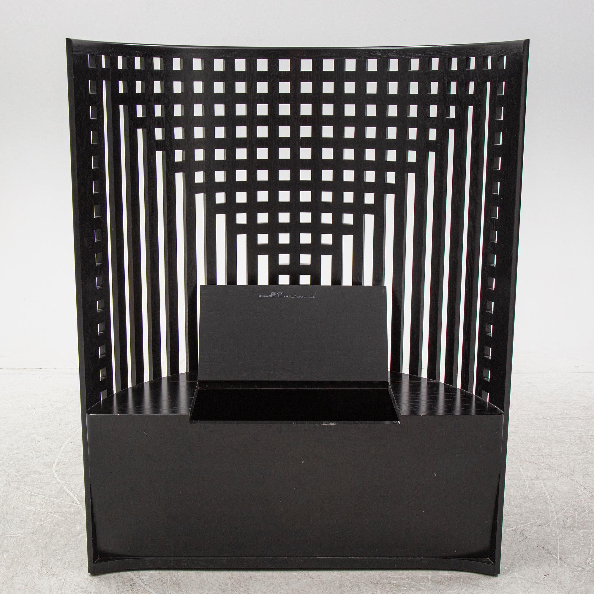A 'Willow 1' by Charles Rennie Mackintosh for Cassina, designed 1904, produced 1973, No 3692.