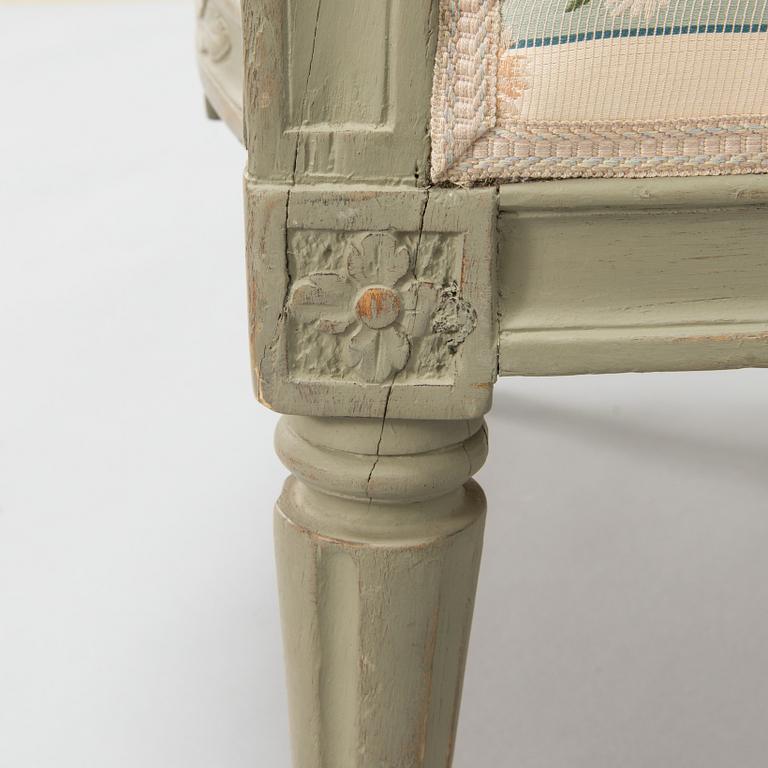 A Gustavian armchair by Johan Erik Höglander, master in Stockholm 1777-1813. Signed IEH.