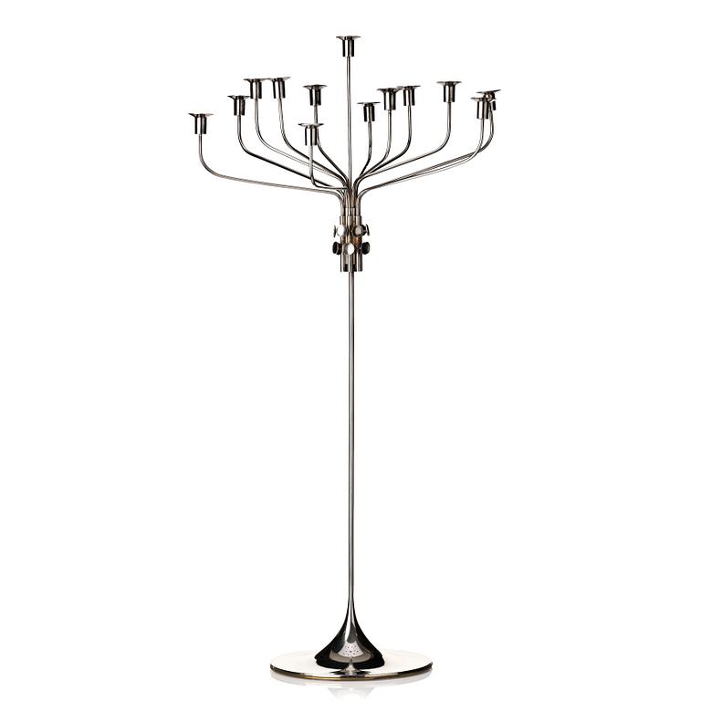 Tapio Wirkkala, a sterling silver thirteen candles candelabrum "TW412", Hopeakeskus OY, Finland 1972.