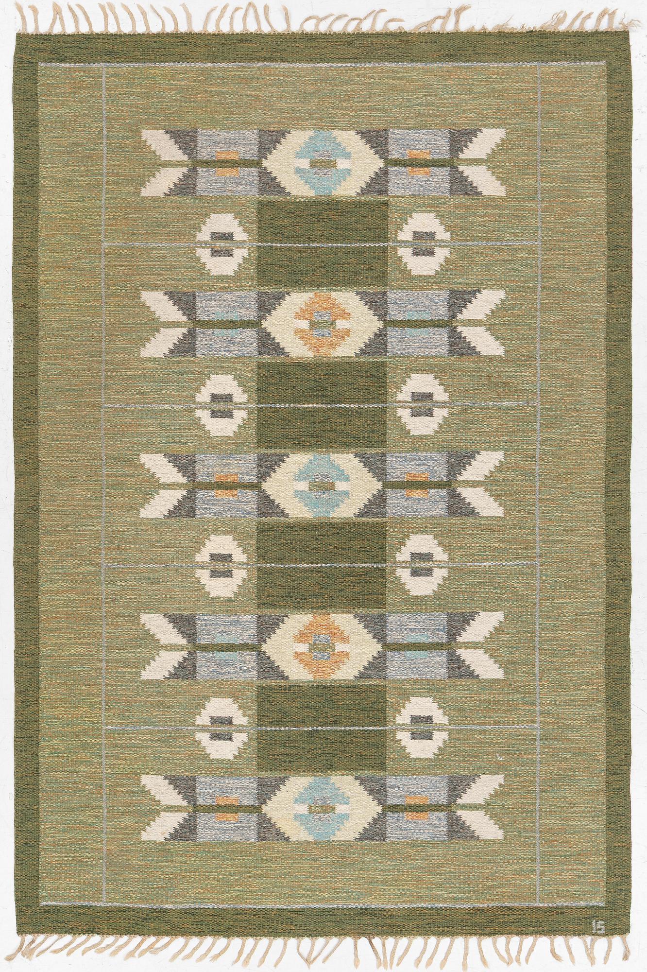 Ingegerd Silow, rug, flat weave, signed IS, approx. 246 x 168 cm.