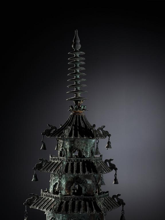 A large bronze pagoda, Qing dynasty (1644-1912).