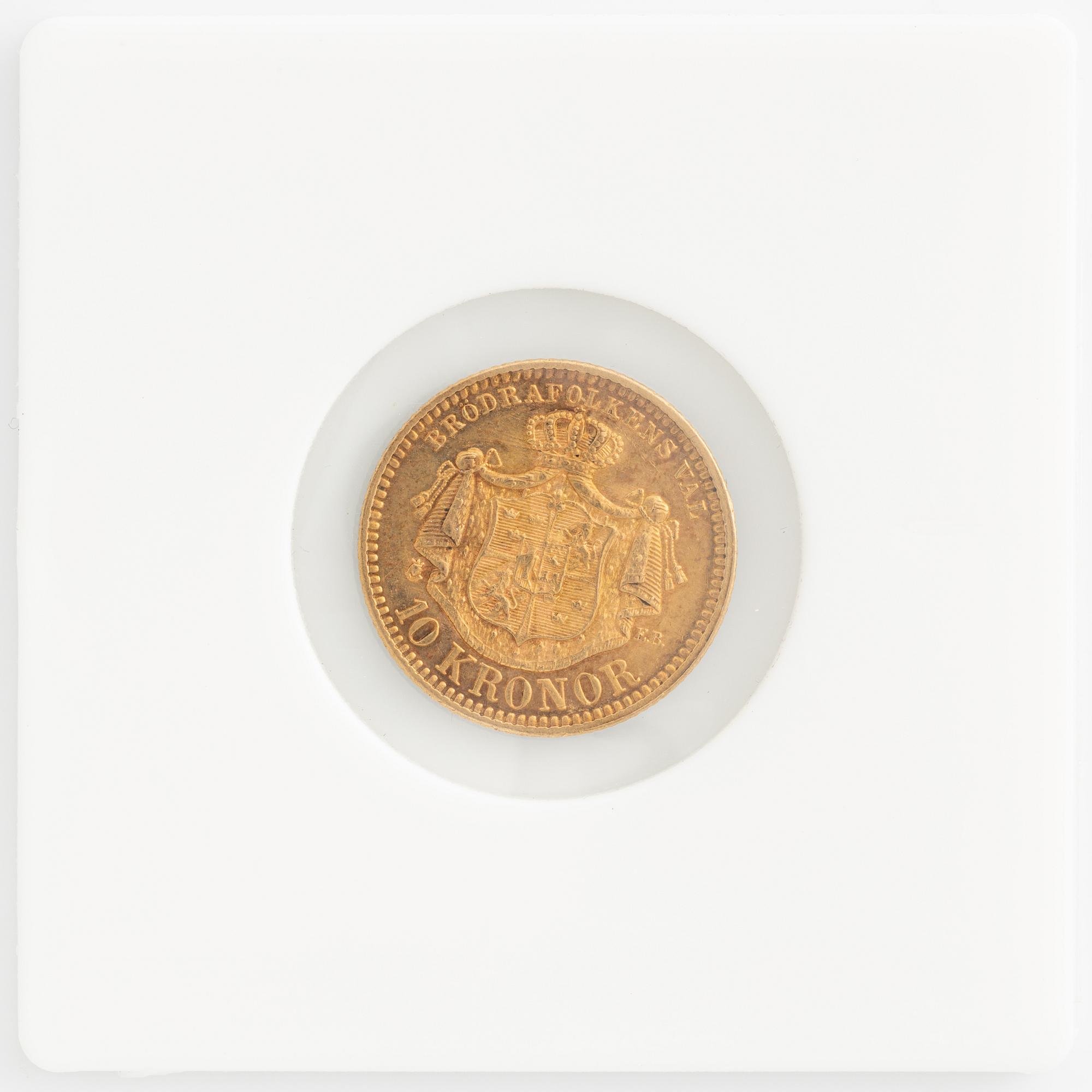 Oscar II, guldmynt, 10 kronor, 1901.