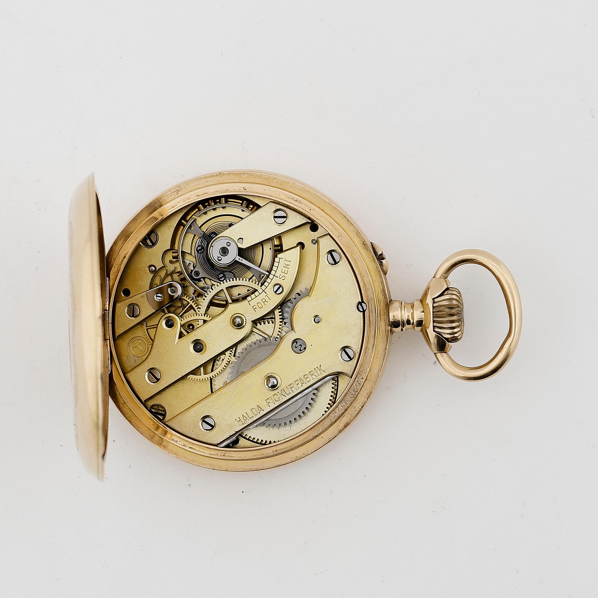 HERRFICKUR, guld 18K, Halda, T-verk, numrerad 4769, boetten från 1897. Tot ca 94 gram.