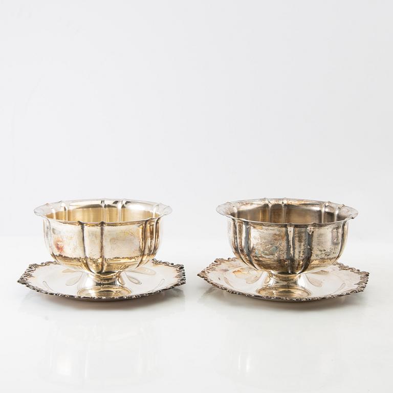 Sauce bowls 4 pcs, silver-plated, first half of the 20th century.