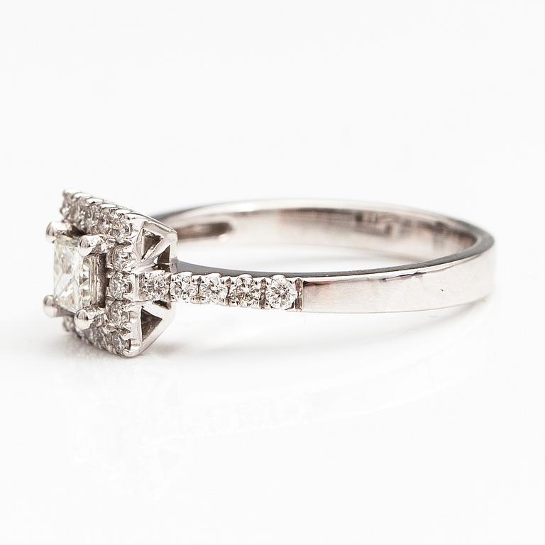 SORMUS, 18K valkokultaa, princess- ja briljanttihiottuja timantteja n. 0.58 ct yht.