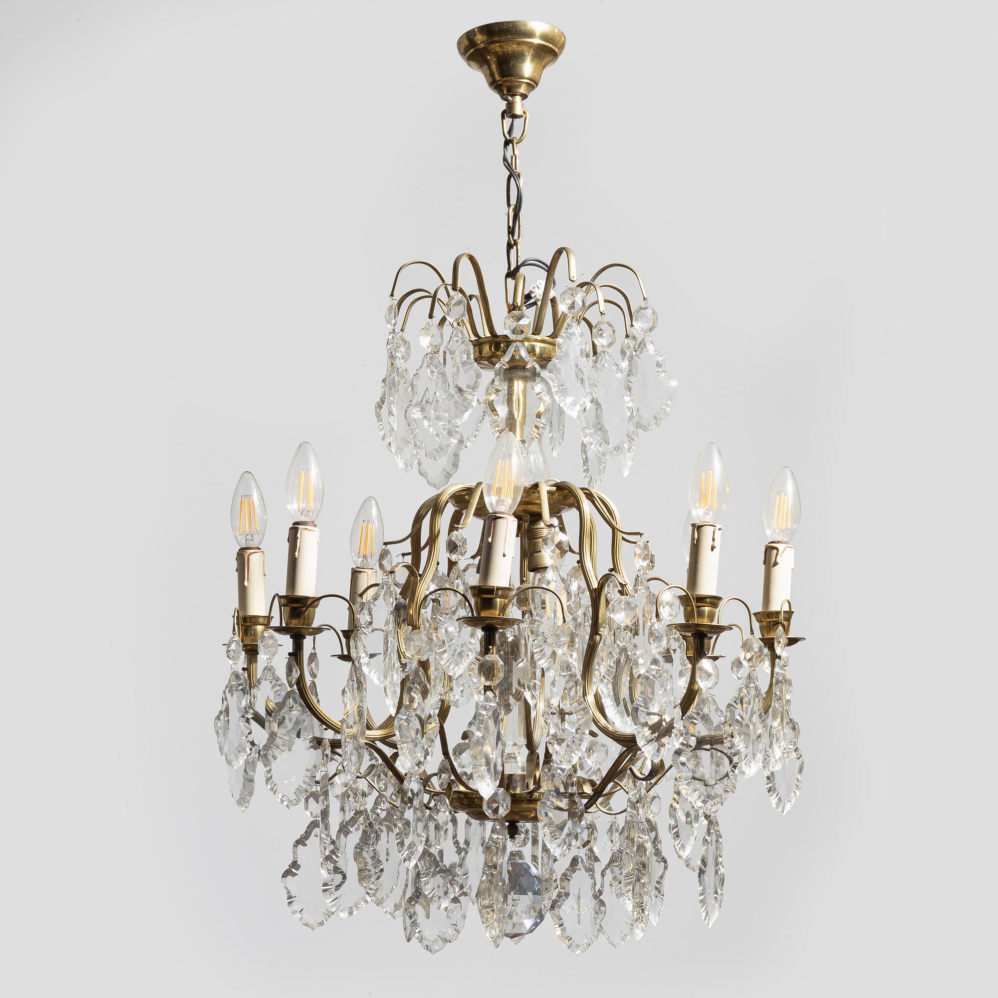 A chandelier, Rococo style, mid-20th century.