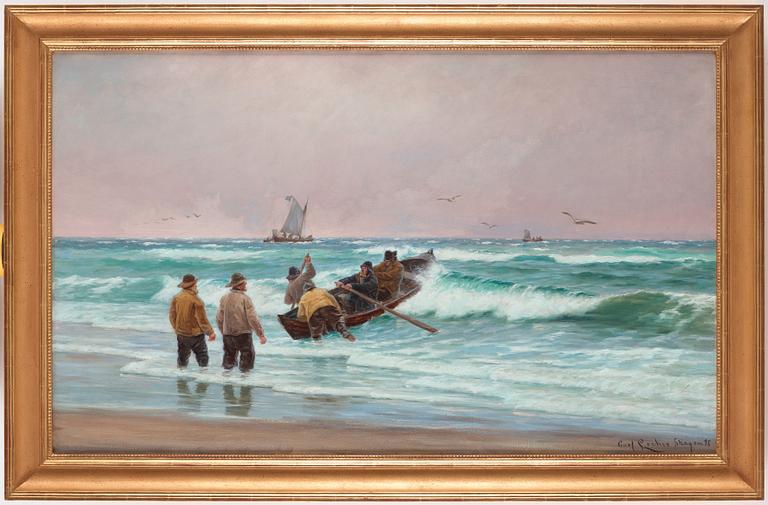 Carl Locher, Fishermen on the beaches of Skagen, Denmark.
