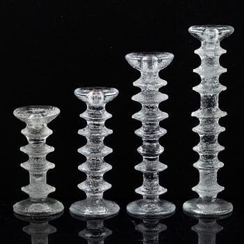 Eight 'Festivo' glass candle holders by Timo Sarpaneva, Iittala, Finland.