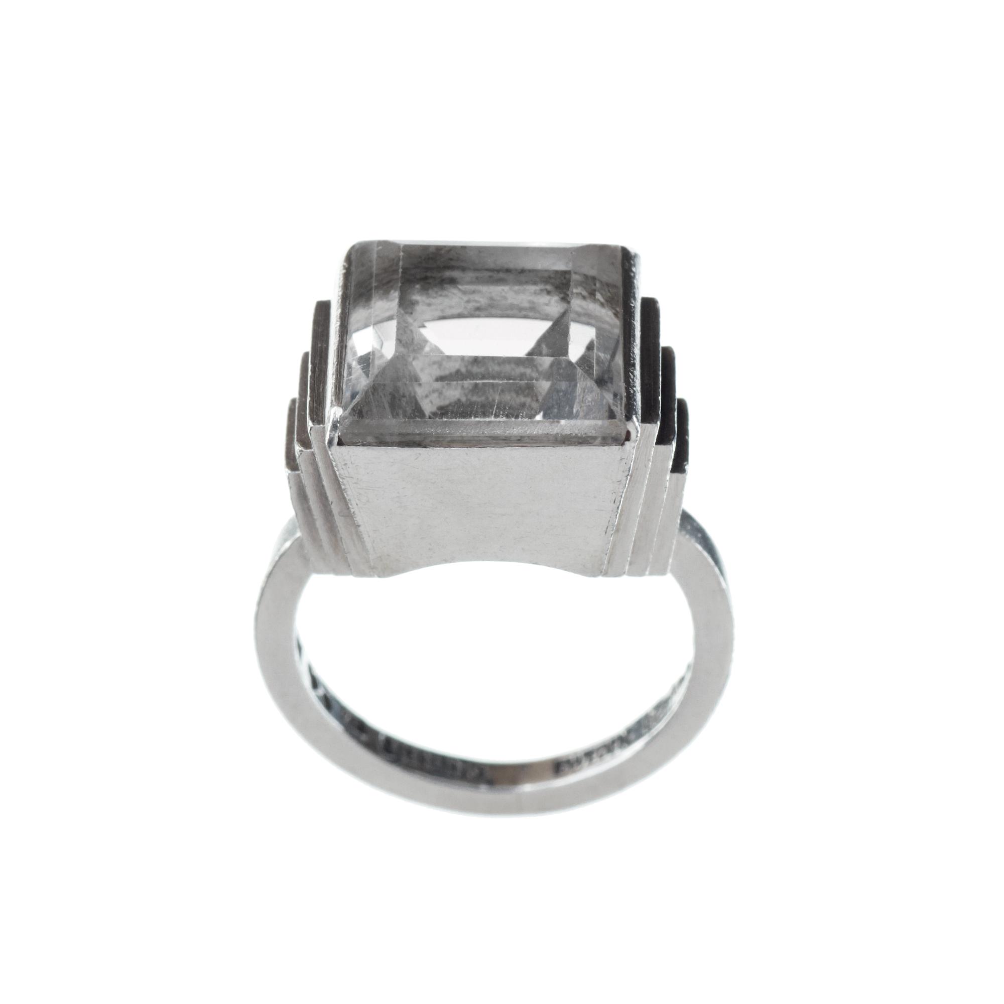 A Wiwen Nilsson sterling rock crystal ring, Lund, 1950.