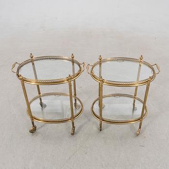 Serveringsvagnar, ett par, Regency/Hollywood-stil, 1900-talets andra hälft.