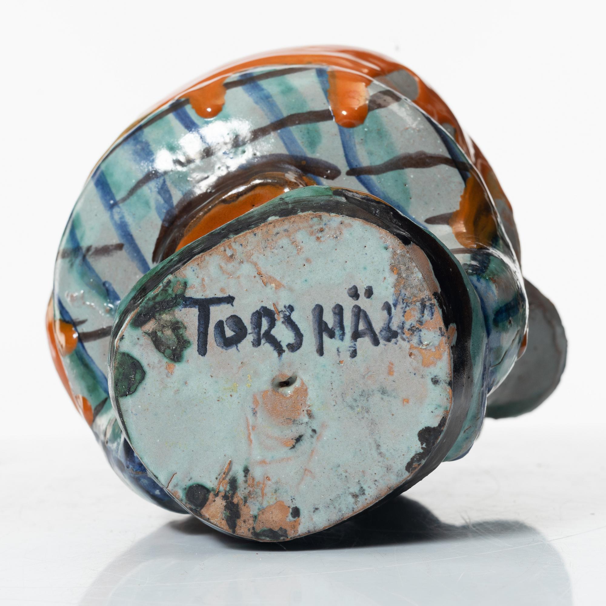 Allan Ebeling, two glazed ceramic sculptures of musicians, Torshälla.