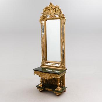 SPEGEL MED KONSOLBORD, 1800-talets andra hälft.