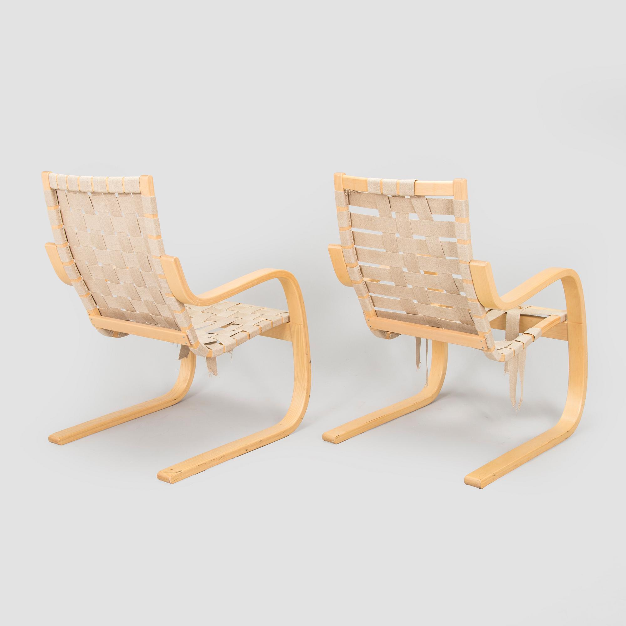 Alvar Aalto, fåtöljer, ett par, modell 406 för Artek 1900-talets slut.