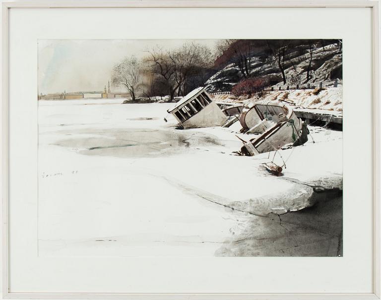 STANISLAW ZOLADZ, watercolor, signed och dated -91.