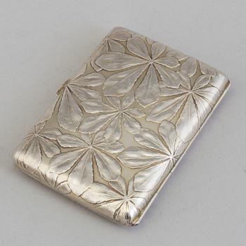 A Swedish Art Nouveau parcel-gilt cigarette case, markers mark K Anderson, Stockholm 1901.