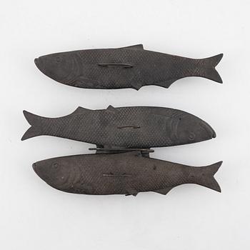 Two cast iron fish dishes, Arbrå, second half of the 20th Century.