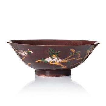 854. An aubergine glazed brinjal bowl, Qing dynasty, circa 1700.