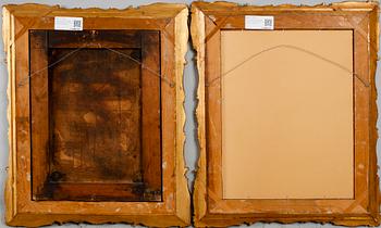 JOHAN WILHELM ORLING, 2 st, oljor på duk, en uppfodrad på pannå, signerade.