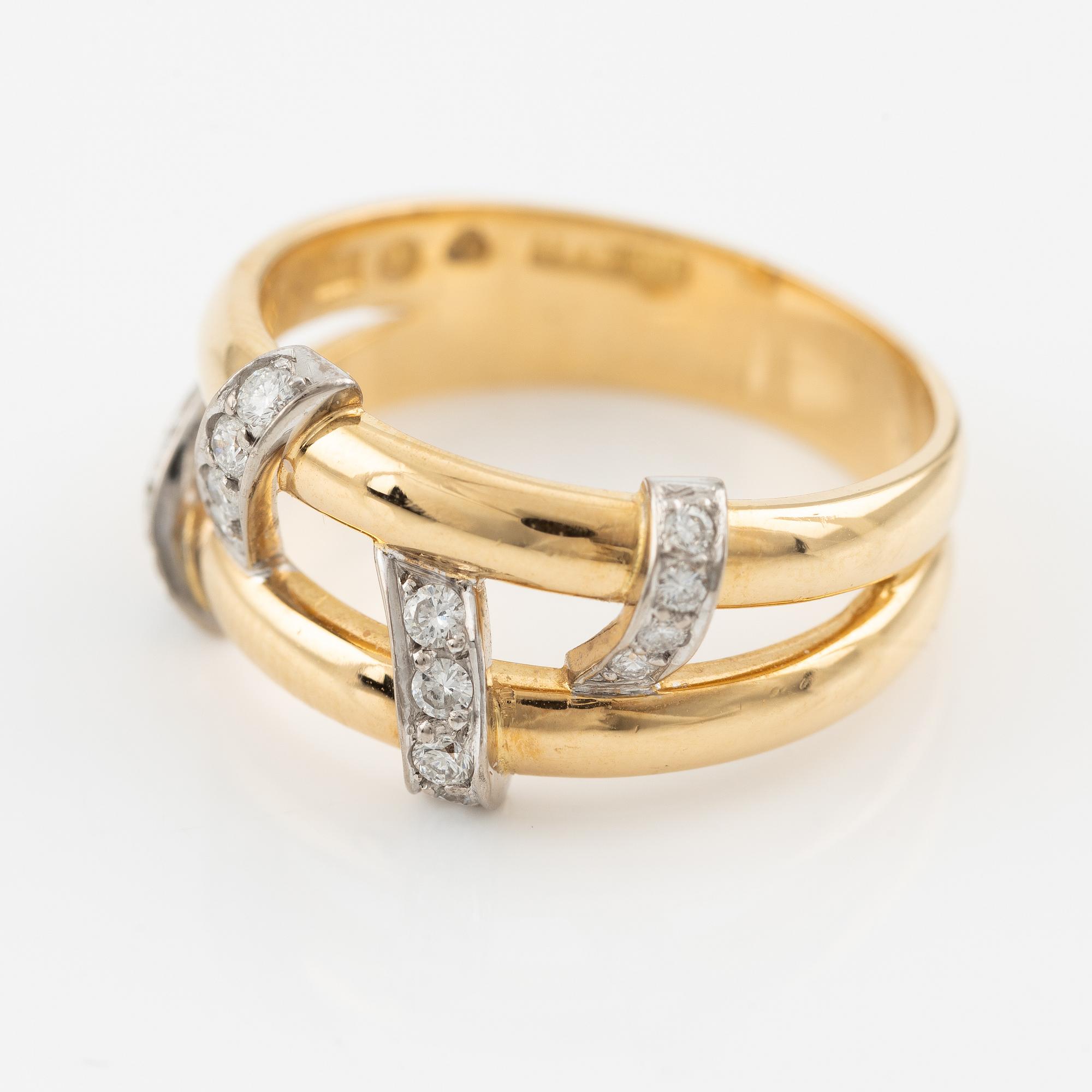 Ring, Engelbert, 18K gold with brilliant-cut diamonds 0.24 ct total, Stockholm 1996.
