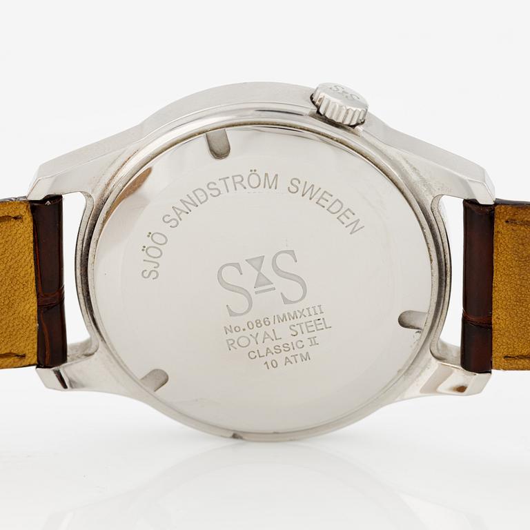 Sjöö Sandström, Royal Steel Classic II, wristwatch, 41 mm.
