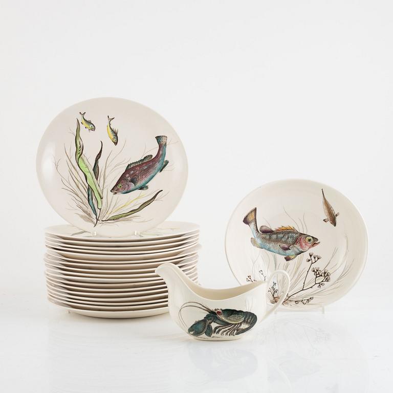 Fiskservis, 20 delar, flintgods, "Fish", Johnson Bros, England.