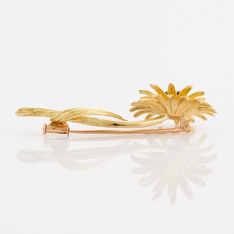 Tiffany & Co, brosch, blomma,  18K guld med safirer.