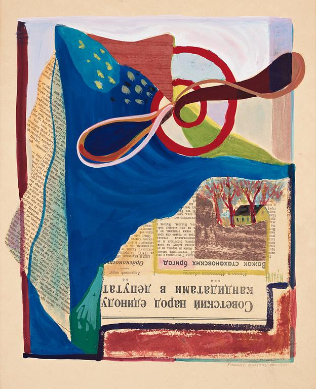 CO Hultén, gouache med collage, signed and dated December 1939.