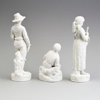 THREE PARIAN FIGURES, Gustafsberg, second half of the 19th century.