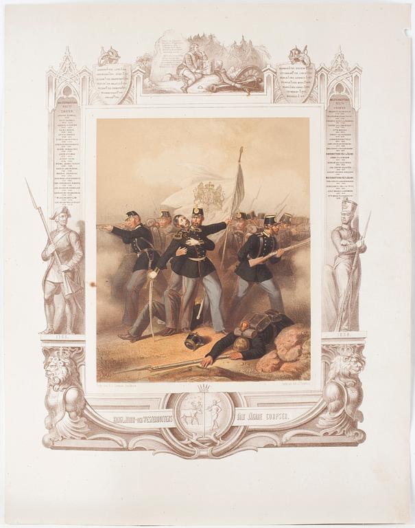 10st, färglitografier, utförda av Nordmann, 1864, utgivna av A.J. Salmson, Stockholm.