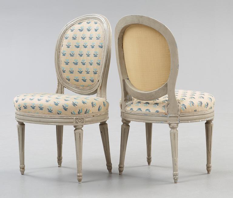 Six Gustavian 18th century chairs.