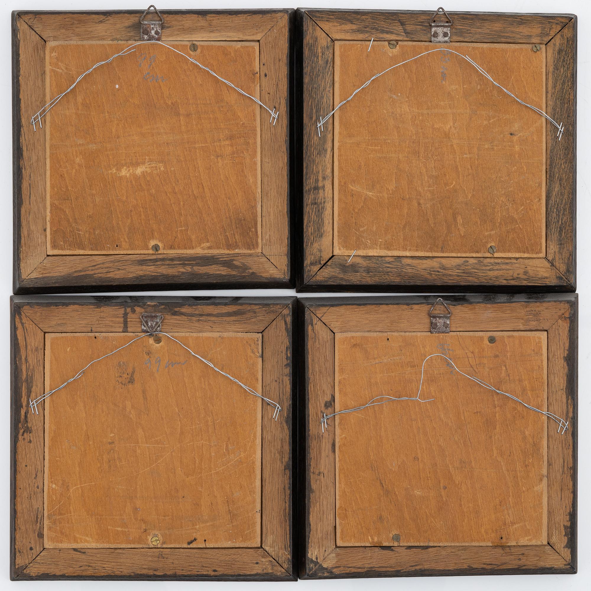 A group of four tiles, probably 18th Century, Holland.