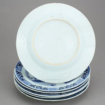 TALLRIKAR, 6 st, porslin, Qingdynastin, Qianlong (1736-95).