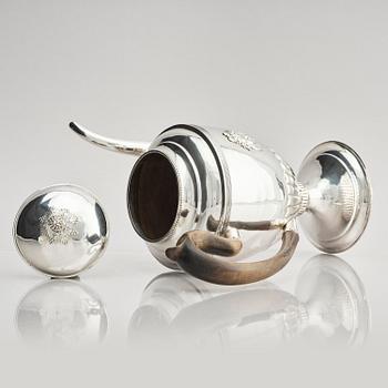 A Swedish 19th century silver coffee-pot, marks of Pehr Olof Bäckström, Gävle 1817.