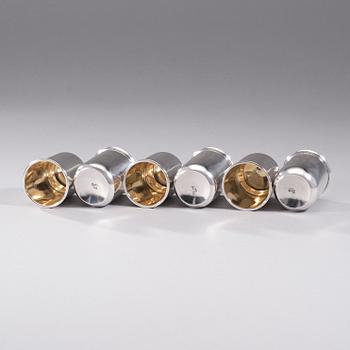 BÄGARE, 6 st, silver, Ryssland, 1800-talets slut. Totalvikt 275 g.