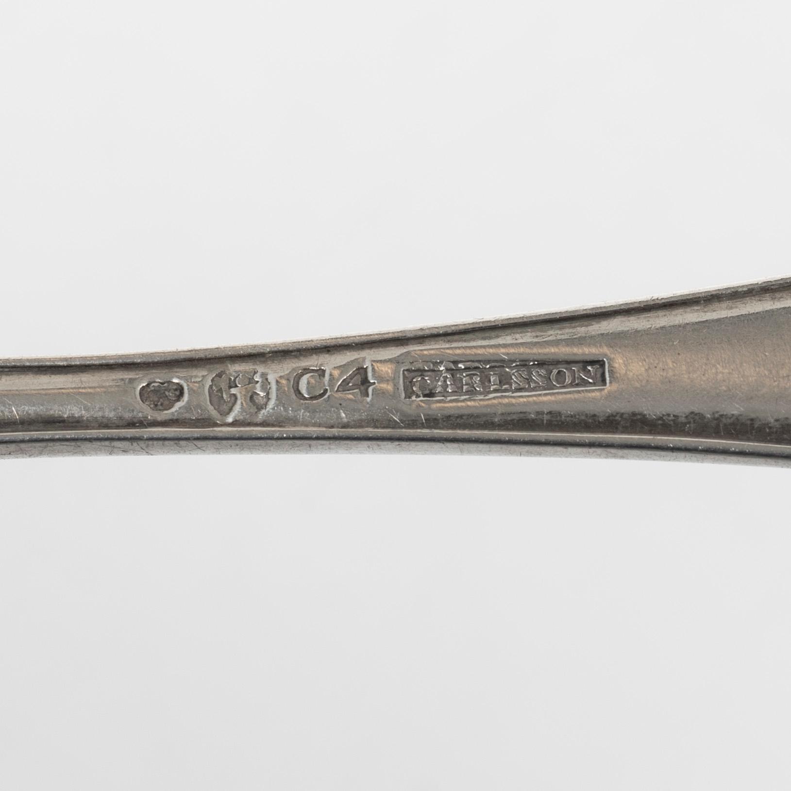 A three piece silver travel cutlery set in case, mark of Johan Carlsson, Norrköping 1833-34.