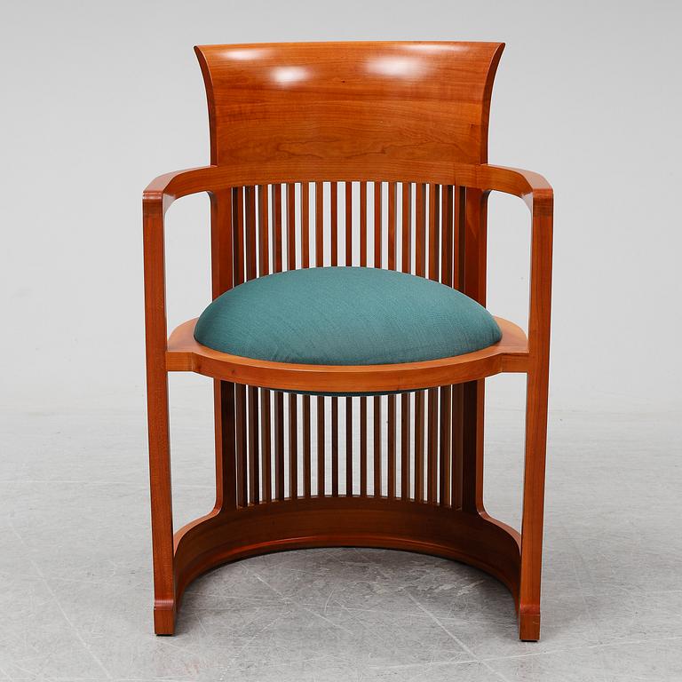 FRANK LLOYD WRIGHT, ARMCHAIR,  model no 606 "Barrel Chair", Cassina 1980-tal.