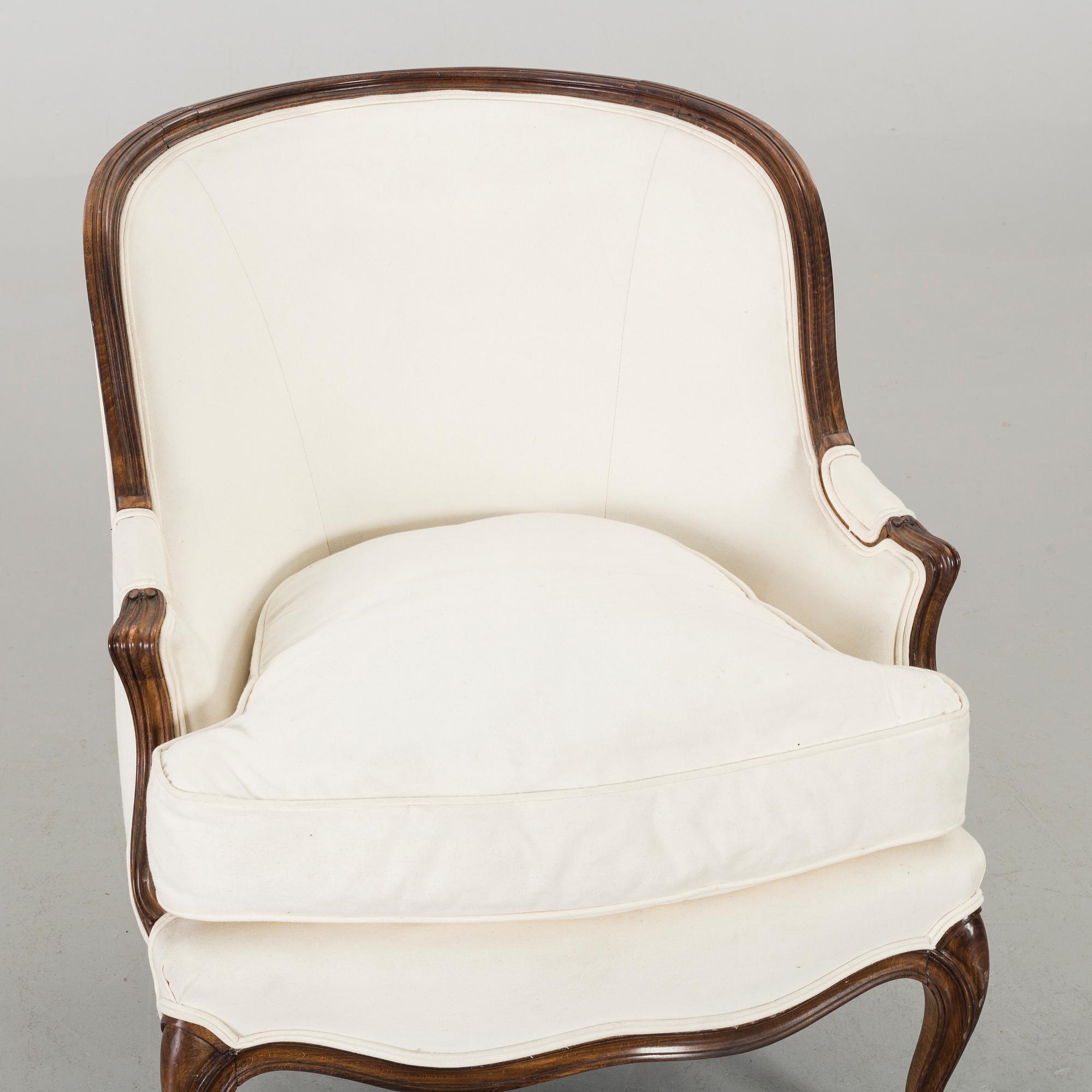 BERGÈRE/FÅTÖLJ Louis XV-stil 18/1900-tal.