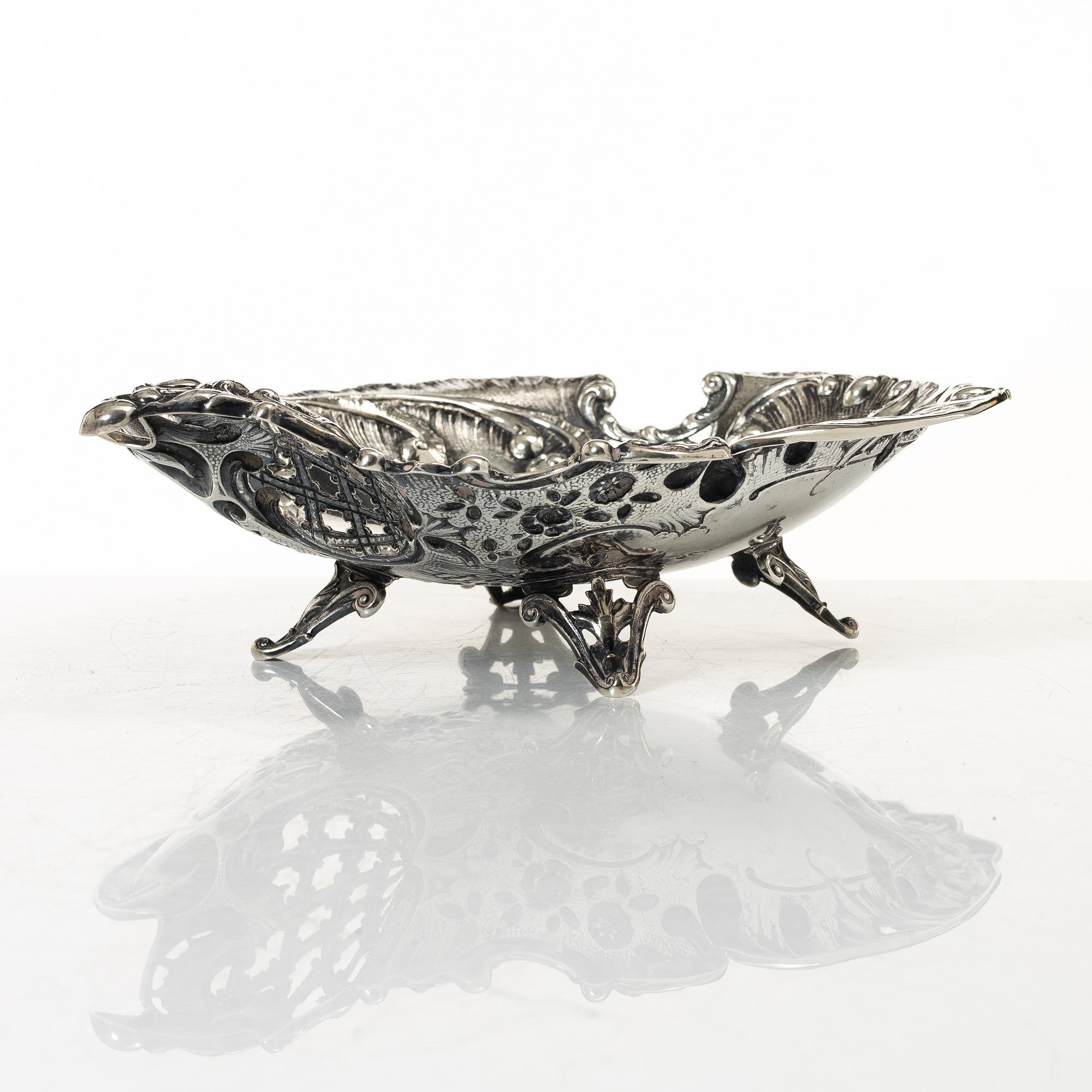 Gallerskål, silver, rokokostil, sekelskiftet 1900, Austria-Hungary.