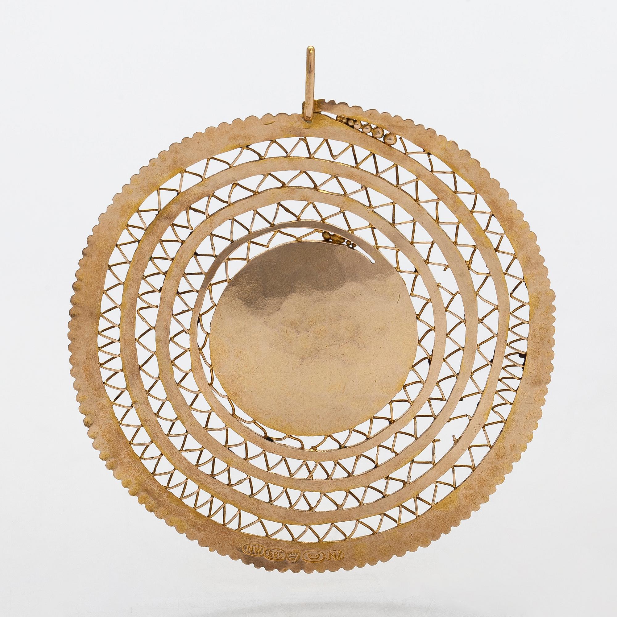 Tapio Wirkkala, riipus, "Viikinkiriipus", 14K kultaa, Westerback, Helsinki 1966.