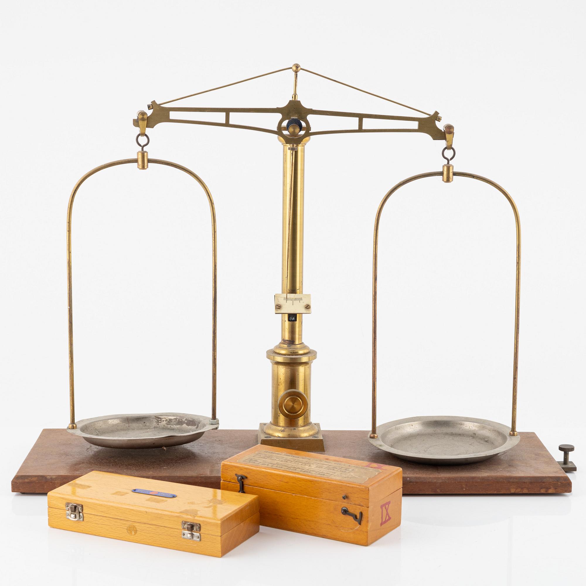 Scale with weights, mid-20th century.