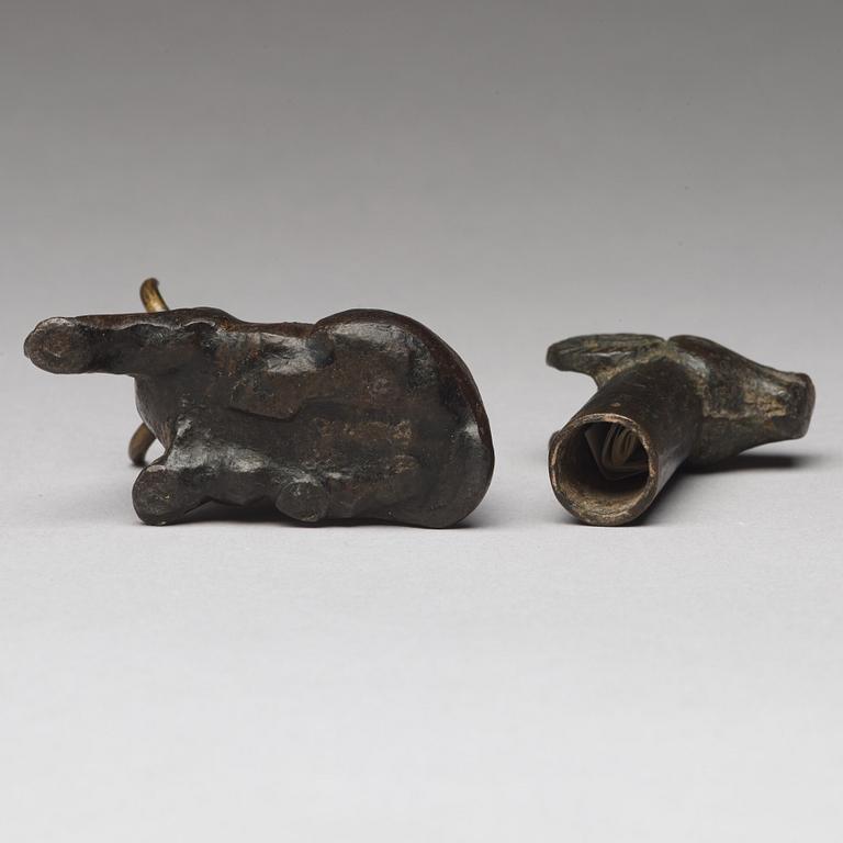 Two bronze animal figurines, Ming dynasty or older.