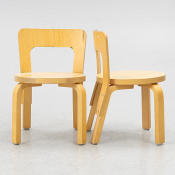 Alvar Aalto, barnstolar, 4 st, Artek, Finland.